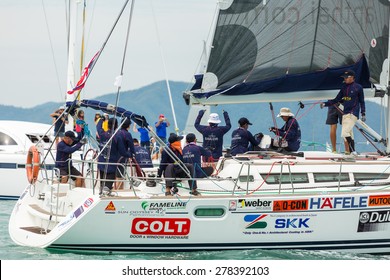 JOMTIEN, THAILAND - MAY 02 : AP Platu Class Sailors On Duty In Top Of The Gulf Regatta Event At Jomtien Beach Pataya May 02, 2015