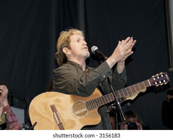 Jon Anderson of Yes along with the Paul Green School of Rock kids perform at the Earth Day celebration in Grand Central Station in Manhattan.