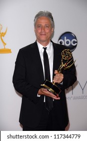 Jon Stewart At The 2012 Primetime Emmy Awards Press Room, Nokia Theater, Los Angeles, CA 09-23-12