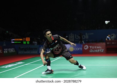 Jonatan Christie From Indonesia In Action Blibli Indonesia Open 2018 At Istora Senayan, Jakarta, Indonesia. July 03 2018.