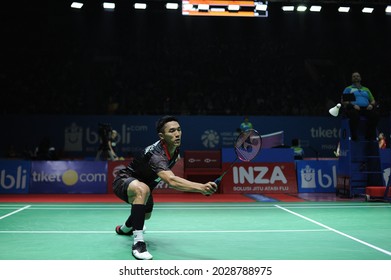 Jonatan Christie From Indonesia In Action At Blibli Indonesia Open 2018 At Istora Senayan, Jakarta, Indonesia. July 03 2018.