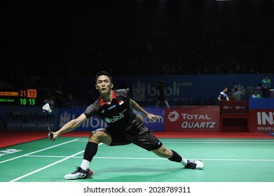 Jonatan Christie From Indonesia In Action Blibli Indonesia Open 2018 At Istora Senayan, Jakarta, Indonesia. July 03 2018.