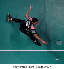 Jonatan Christie Of Indonesia In Action On Day Five Of The Badminton Malaysia Open At Axiata Arena On April 06, 2019 In Kuala Lumpur, Malaysia