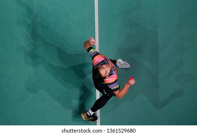 Jonatan Christie Of Indonesia In Action On Day Five Of The Badminton Malaysia Open At Axiata Arena On April 06, 2019 In Kuala Lumpur, Malaysia