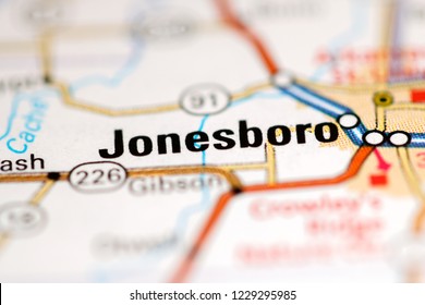 Jonesboro. Arkansas. USA On A Geography Map