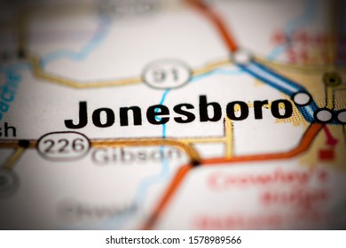 Jonesboro. Arkansas. USA On A Geography Map