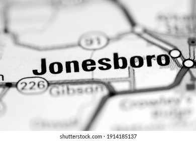 Jonesboro. Arkansas. USA On A Geography Map