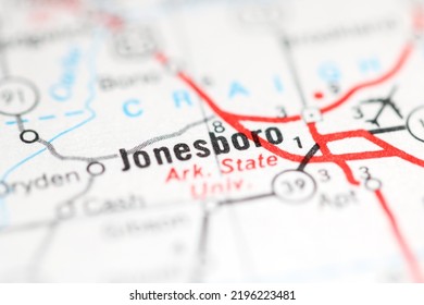 Jonesboro. Arkansas. USA On A Geography Map