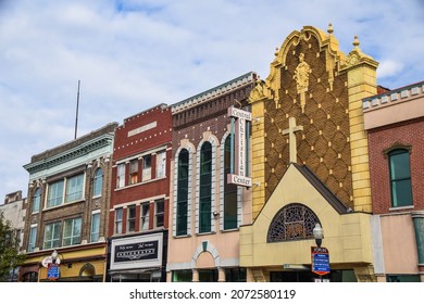 Joplin, Missouri, USA - November 4, 2021:  Beautiful, Historic Buildings In Downtown Joplin, MO