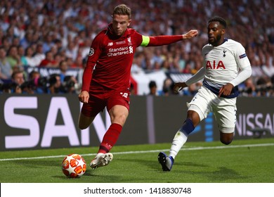 Jordan Henderson of Liverpool beats Danny Rose of Tottenham Hotspur - Tottenham Hotspur v Liverpool, UEFA Champions League Final 2019, Wanda Metropolitano Stadium, Madrid - 1st June 2019