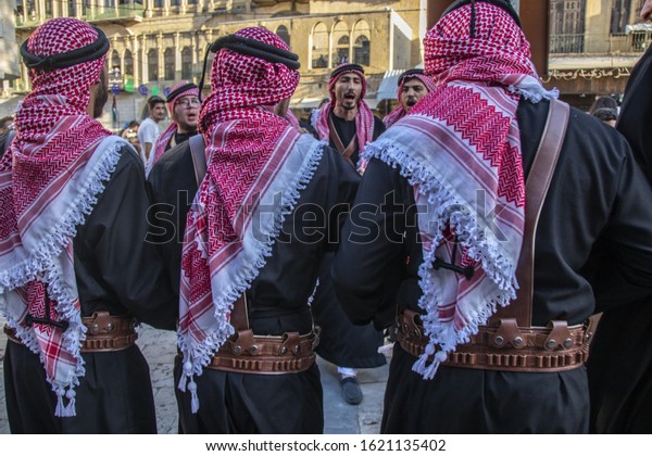 Jordanian Men Wearing Arab Traditional Clothes Stock Photo (Edit Now ...