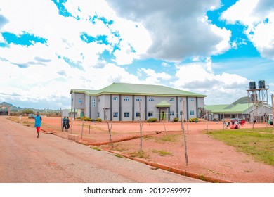 Jos East, Plateau State - May 12, 2021: School Building In African Community For Day And Boarding Student. Structural Designs For Learning Centers. Beautiful Scenery On A Cloudy Day