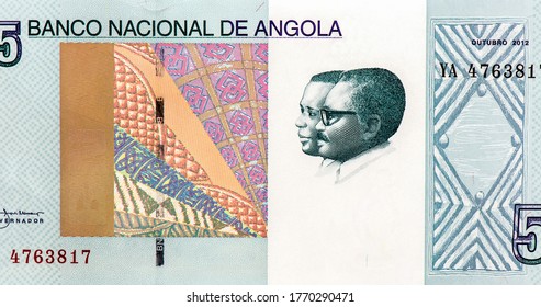 Jose Eduardo Dos Santos. Antonio Agostinho Neto. The First President Of Angola (1975 - 1979). Portrait From Angola 5 Kwanzas 2012 Banknotes.
