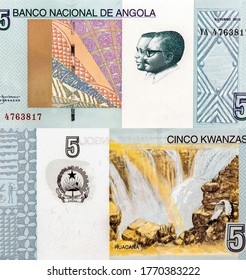 Jose Eduardo Dos Santos. Antonio Agostinho Neto. The First President Of Angola (1975 - 1979). Portrait From Angola 5 Kwanzas 2012 Banknotes.
