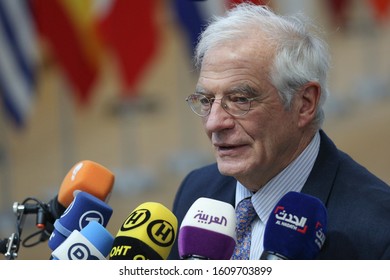 Josep Borrell The High Representative Of The European Union For Foreign Affairs And Security Policy Attends And Has A Doorstep Media Briefing At The European Council. Dec 12, 2019 - Brussels, Belgium