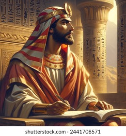 Joseph of Egypt as governor in an ancient Egyptian era biblical era in digital painting style