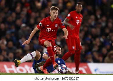 Joshua Kimmich of Bayern Munich and Olivier Giroud of Chelsea in action - Chelsea v Bayern Munich, UEFA Champions League - Round of 16 First Leg, Stamford Bridge, London, UK - 25th February 2020