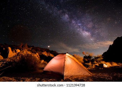 Joshua Tree Camping With Milky Way, California, USA