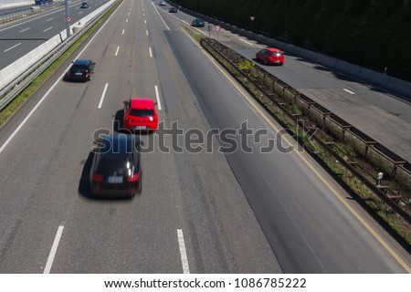 Jostling car running fast on a german autobahn