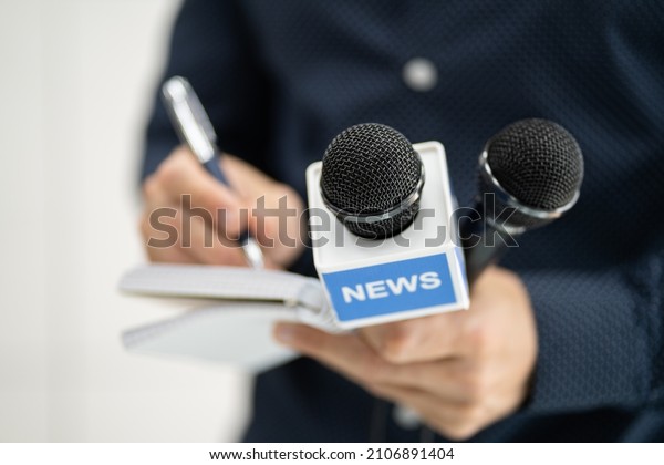Journalist Report Interview. New Broadcasting\
Reporter. Journalism And\
Press