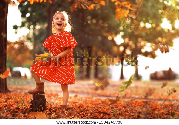 Journey Nature Adorable Happy Girl Throwing Stock Photo