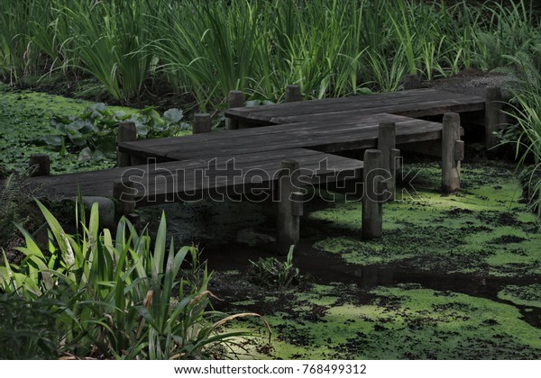 Journey Symbol Expressed Wood Bridge Over Stock Photo Edit Now