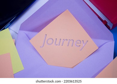 Journey. Text On Adhesive Note Paper. Event, Celebration Reminder Message.