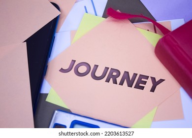 Journey. Text On Adhesive Note Paper. Event, Celebration Reminder Message.