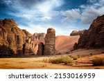 Journey through the Desert and Mountains. Al Ula, Saudi Arabia. selective focus.