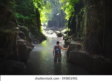 Journey And Travel Destination At Waterfall Kanto Lampo, Bali,Indonesia