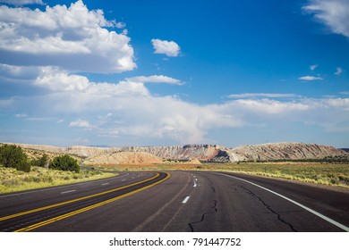 Journey To The West Of The USA. Scenic Highway In Deserted New Mexico