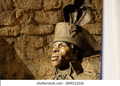 JOUX, France, May 28, 2017 : Bust of Toussaint L'Ouverture. He was the best-known leader of the Haitian Revolution. He promulgated an autonomist constitution for the colony.