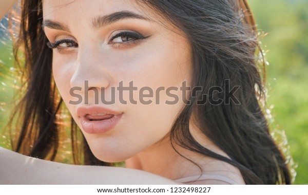 Joyful Cute Girl Pretty Girl Long Stock Photo Edit Now 1232498227