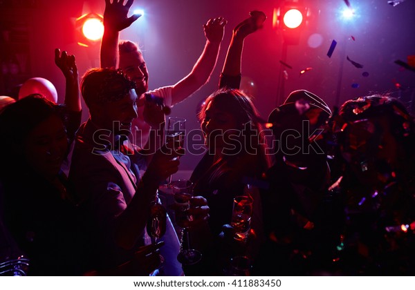 Joyful Friends Champagne Dancing Disco Club Stock Photo (Edit Now ...