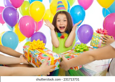 Joyful Little Kid Girl Receiving Gifts Stock Photo 231713731 | Shutterstock