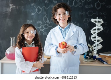 Joyful Little Researchers Working On The Science Project At School