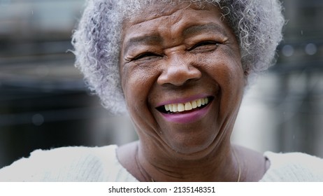 A Joyful Older Black Woman Authentic Smile Real Happy Expression