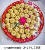 Joynagarer moa, popular bengali dessert . this is made of jaggery, puffed rice and made into a ball. famous sweet food in winter season.It is a seasonal Bengali sweetmeat delicacy