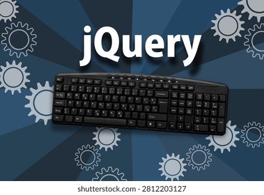  jQuery. Computer keyboard on word jQuery 