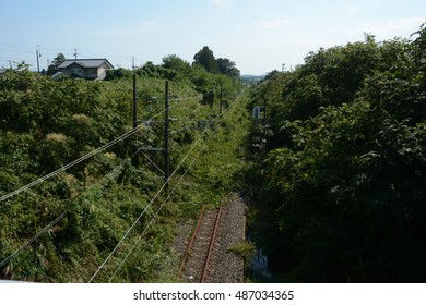 JR Joban line railway, which was abandoned in Tomioka, Fukushima on 21th September 2013 / Abandoned railway in Fukushima 