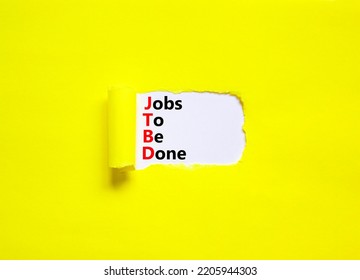 JTBD Jobs To Be Done Symbol. Concept Words JTBD Jobs To Be Done On White Paper On A Beautiful Yellow Background. Business And JTBD Jobs To Be Done Concept. Copy Space.