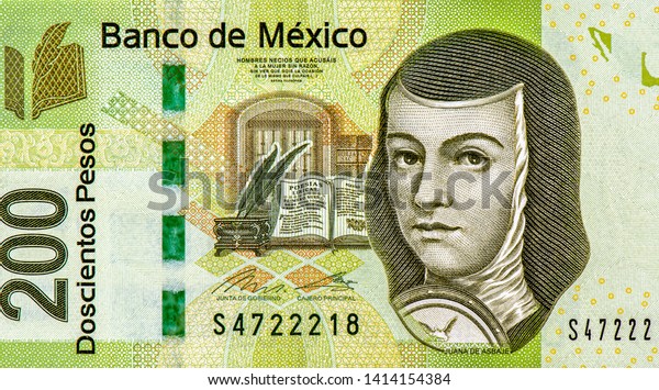 Juana de Asbaje Portrait from Mexico 200 Pesos 2015\
Banknotes. 