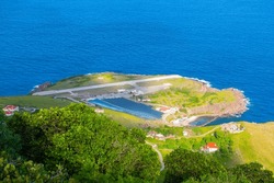 Juancho E. Yrausquin Airport SAB Has The Shortest Commercial Runway Of The World In Saba, Caribbean Netherlands. 