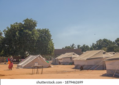 Juba city, South Sudan, 12.04.2020: Refugee camp made of tents, people living in very poor conditions, lack of clean water, access to health