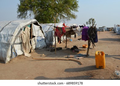 Juba, South Sudan, February 2017. Tent At A Salesian Camp For Internally Displaced Persons (IDPs). Captured During Civil War.