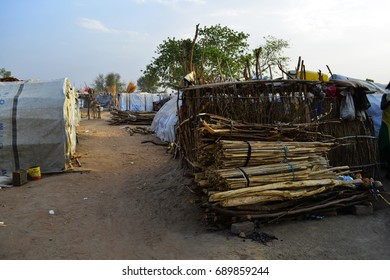 Juba, South Sudan, February 2017. Bamboos And Tents At A Salesian Camp For Internally Displaced Persons (IDPs). Captured During Civil War.