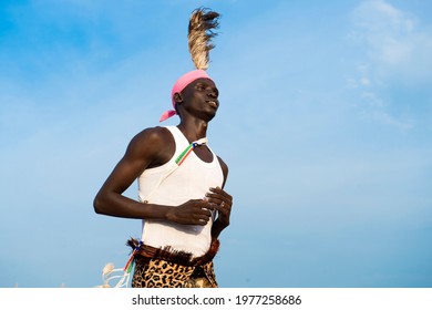 JUBA, SUDAN -Member of the Dinka tribe participate in a traditional celebratory dance during Independence day on July 9, 2015