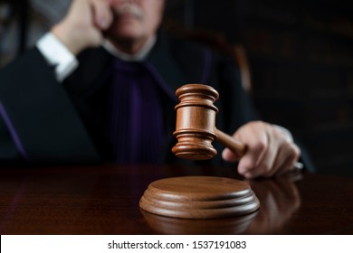 Judge In Courtroom. Law And Justice Concept.