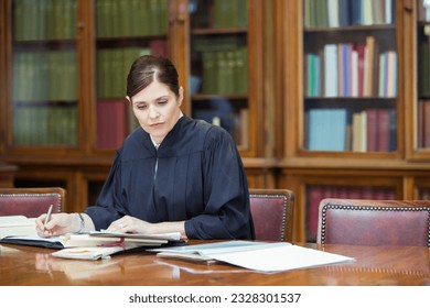Judge doing research in chambers