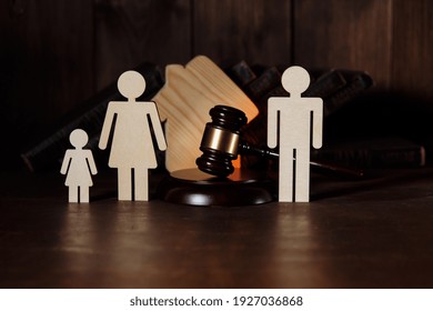 Judge Gavel Between Split Family Figures